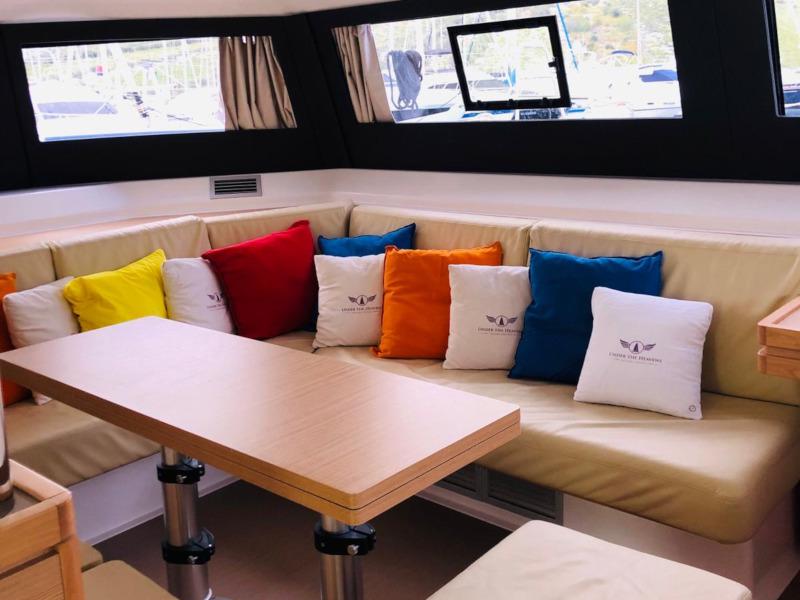 Book yachts online - catamaran - Dufour 48 Catamaran - NAMI NORI - COLOUR HULL, AC+GEN., UNDERWATER LIGHTS - rent